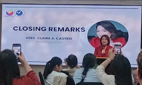 RESPONSIBLE JOURNALISM. Palace Press Officer Claire Castro calls on the media to rise as pillars of responsible and ethical journalism during the National Press Freedom Day Conference at the Ibis Styles Hotel Manila in Quezon City on Thursday (Aug. 28, 2025). She urged them to uphold democracy through accurate, fair, and transparent reporting. (PNA photo by Jelly F. Musico)