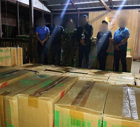ZAMBOANGA. Lawmen seize some P25 million worth of smuggled cigarettes in a law enforcement operation Friday, September 12, in between the islands of Sacol and Manalipa, Zamboanga City. The smuggled cigarettes, loaded in a motorboat, were abandoned by the crew upon sensing the arrival of the police operatives.