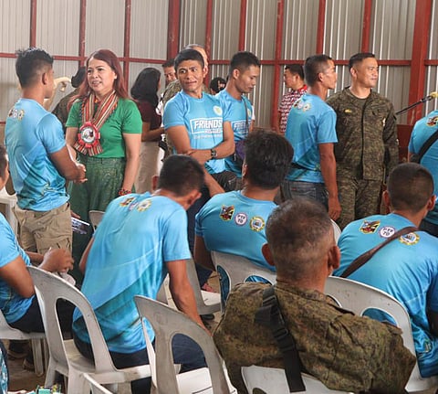 ZAMBOANGA. Zamboanga del Sur Governor Divina Grace Yu (2nd from left, standing) interacts with former rebels, now called Friends Rescued, as she leads the launching of the Abaca Fiber Trading on Friday, September 12, in Tubod village, Lakewood. The launch of the project is in closed partnership with other government agencies and security sector to boost local economy through sustainable agriculture.