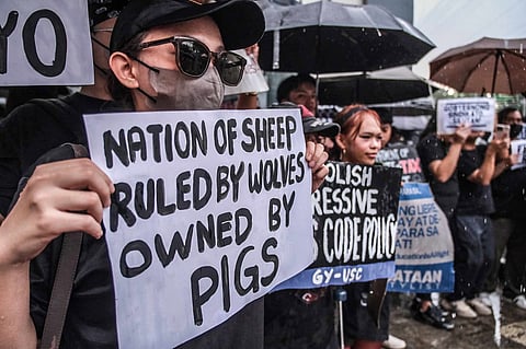 CEBU. Despite the rain, students from various schools in Cebu City staged a protest rally along Pelaez Street Saturday, September 13, 2025, to condemn the ongoing corruption in the government.
