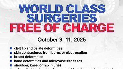 Free surgical mission for Ilocos patients set Oct. 9-11, 2025