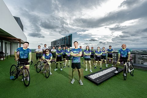 HOST TEAMS. The Damosa Land and Anflocon triathlon teams brace for action as the Damosa Land 5150 Samal Triathlon kicks off Sunday, September 21, at Bridgeport Park in the Island Garden City of Samal.