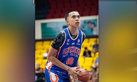 KUSGAN: Si Kyle Nalisa nibuhat og double-double performance para sa Benedicto College. /