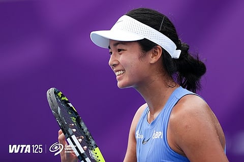 EARLY EXIT. Filipino star Alex Eala bows out of the Wuhan Open 2025 after losing to Japan’s
Moyuka Uchijima, 6-4, 3-6, 6-2, in the first round of the qualifiers on Saturday, October 4, 2025, in China.