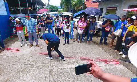 FAULT-LINE MARKING. The Philippine Institute of Volcanology and Seismology, Davao City Disaster Risk Reduction and Management Office and Office of Civil Defense-11 conducts fault-line marking in Barangay Riverside, Calinan, Davao City on Tuesday (Sept. 24, 2024). The Dacudao Fault runs from Ulas to Calinan, passing through Barangay Mintal.