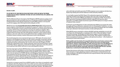 IBPAP slams DOLE 7 over premature disclosure of IT-BPM firms in quake report
