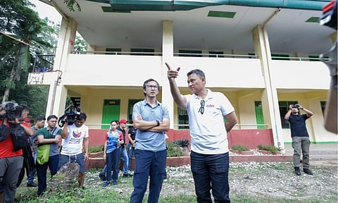 Education Secretary Sonny Angara and Department of Public Works and Highways (DPWH) secretary Vince Dizon assessed the damage classrooms of Manay, Davao Oriental caused by the earthquakes on Saturday, October 11, 2025.