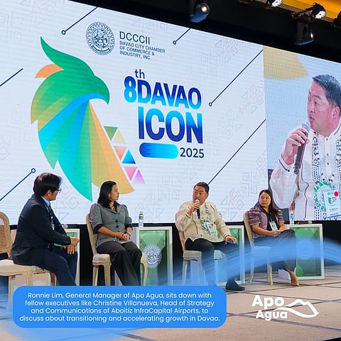 Ronnie Lim, general manager of Apo Agua, sits down with fellow executives like Christine Villanueva, head of strategy and communications of Aboitiz InfraCapital Airports, to discuss transitioning and accelerating growth in Davao during the recently concluded Davao Investment Conference (Davao ICON) 2025 and the Mindanao PPP (Public-Private Partnership) Facilitation Initiative launch.