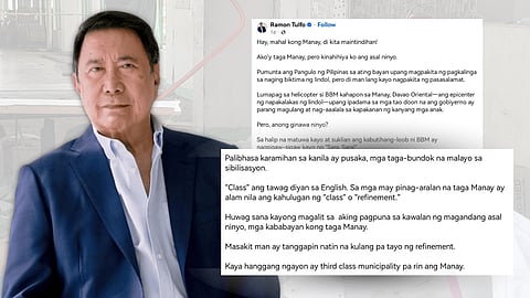 Controversial media personality Ramon “Mon” Tulfo Jr. has drawn widespread outrage after calling his fellow residents of Manay, Davao Oriental, “uncultured” and “uncivilized,” and using the sacred Indigenous Peoples (IP) term “pusaka”—a word deeply rooted in ancestral rituals, cultural identity, and spiritual practices—as an insult.V