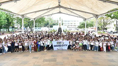 The Davao City delegation of athletes, coaches, and officials pose for a photo before departing for General Santos City on Thursday, October 23, for the Batang Pinoy 2025 National Championships.