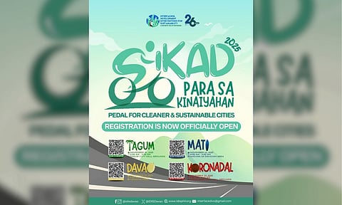 The Interfacing Development Interventions for Sustainability (Idis) has opened registration for Sikad 2025, a cycling event that promotes cleaner and more sustainable cities. The Sikad para sa Kinaiyahan 2025 is organized by IDIS in partnership with four cities, including Davao, Tagum, Mati, and Koronadal. Each city has chosen local beneficiaries who will receive the proceeds from the event.