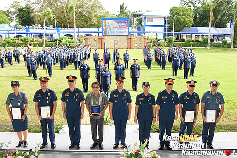 ILOILO. Police Brigadier General Josefino D. Ligan, regional director of the Police Regional Office in Western Visayas (PRO 6), leads the awarding ceremony recognizing outstanding police officers and units during the Monday flag-raising event on October 27, 2025, at the PRO 6 Grandstand in Iloilo City.