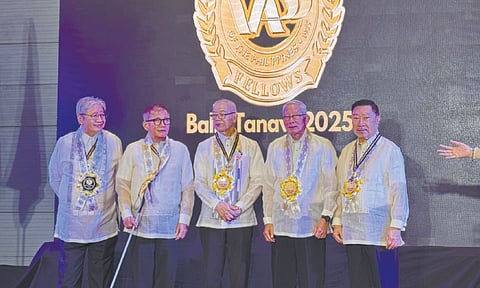 PRESENT. Of the seven awardees, only five were able to attend the ceremony. From left: Architects Teodoro Narciso, Jaime Silva, Herminio Prudente, Benjamin Avila and Nestor Mangio. Not in photo are architects Felino Palafox Jr. and Omar Payumo.