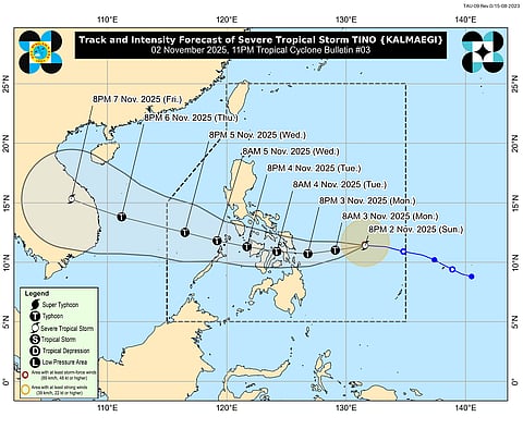 ‘Tino’ intensifies into severe tropical storm, may reach typhoon strength before landfall