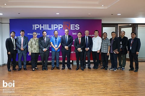 Trade Undersecretary and Board of Investments (BOI) Chairman Ceferino Rodolfo (fifth from left) meets with Spanish investors at the BOI main office on Oct. 3, 2025. From left: Atty. Rommel Dula, junior associate, EMSAVVIL Law; Javier Rasilla, managing director, Aister; executive director Corieh Dichosa; Asterio Recio, managing director, GEOMYTSA; Ignacio Sanchidrián, director general, PROES; Atty. Diosdado B. Marasigan, founding partner, EMSAVVIL Law; Antonio Viñal Casas, CEO, Avco Legal; executive director Benedict M. Uy; executive director Bobby Fondevilla; director Ernesto Delos Reyes; division chief Reynaldo Lignes; and Division Chief Lubin De Vera Jr.