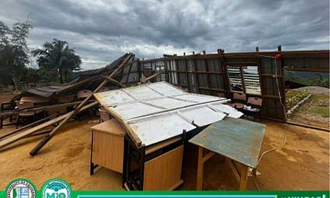 PREPARATION AND RECOVERY. Barangay Sta. Rita National High School in Cagdianao, Dinagat Islands suffered severe damage following the onslaught of Typhoon Tino (international name: Kalmaegi) on Tuesday. The Department of Education on Friday (Nov. 7, 2025) assured that it is preparing for the possible impact of Uwan while continuing recovery efforts in public schools affected by Typhoon Tino. (Photo courtesy of Facebook/MIO Lungsod Nan Cagdianao)