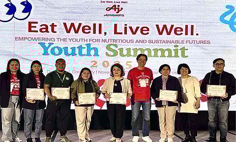 Key leaders and speakers gathered at Dusit Thani Residences Davao on November 8 to discuss nutrition, youth empowerment, and sustainability. Pictured (from left): Madelin Dofiles (APC GM); Bea Menorca-de Jesus (APC Nutritionist); Brian Prudente (DENR-Davao); Merriel Bernardo (DAR); Dr. Azucena Milana-Dayanghirang (National Nutrition Council); Koichi Ozaki (APC President); Dr. Lilibeth Mirando-Gonzales (Bureau of Learner Support Services); Mika Makino (APC Director); and Rebonfamil Baguio (DepE-Davao ARD).