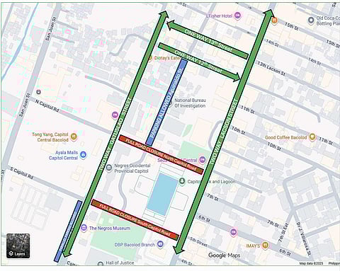 BACOLOD. The Bacolod Traffic and Transport Management Department (BTTMD) will implement a road closure at North and South Capitol Roads starting 11 p.m. Monday, November 10 until November 24, 2025.