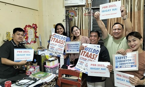 The Alliance of Concerned Teachers–Davao Region (ACT-Davao) staged a photo protest to demand the release of the 2023 Performance-Based Bonus (PBB).