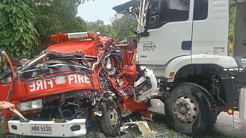 Fire truck driver injured after collision with 10-wheeler truck in Bohol