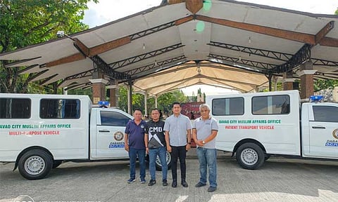 The Davao City Muslim Affairs Office (CMAO) on Thursday officially received two vehicles funded by the City Government of Davao, a patient transport vehicle and a multipurpose vehicle.