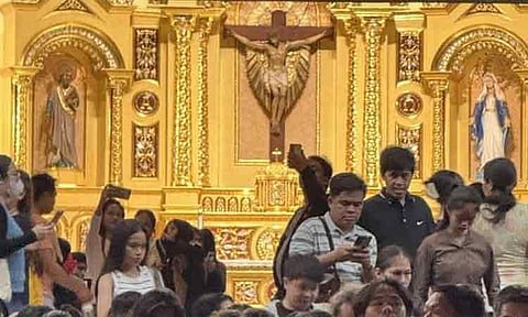 1ST DAY OF MISA DE GALLO. Mass-goers exit the San Pedro Cathedral, in San Pedro Street, Davao City, after attending the first mass for the first day of Simbang Gabi or Misa de Gallo on Monday evening, December 15, 2025.