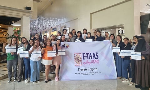 EMOPOWERING WOMEN ENTREPRENEURS. Twenty-seven women entrepreneurs from across the Davao Region smile as they wrap up the three-day E-Taas ang Pinay training on Dec. 3 at the Apo View Hotel in Davao City.