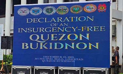 Quezon, Bukidnon declared insurgency-free