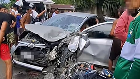 4 injured after vehicle hits truck, motorcycle