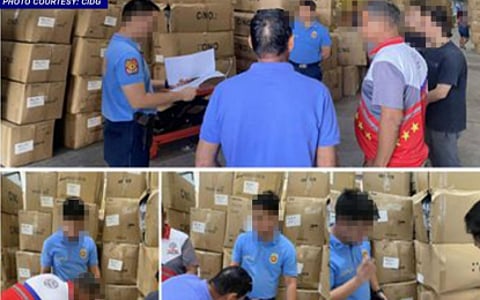 FAKE. Criminal Investigation and Detection Group agents confiscate PHP202 million worth of counterfeit footwear products and arrested four Chinese nationals in Bulacan and Pampanga on Jan. 16, 2026. The seized items were documented and turned over to a designated storage facility. (Photo courtesy of CIDG)