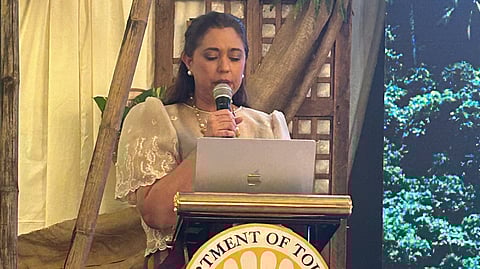 DOT-Davao Regional Director Tanya Rabat-Tan reports Tourism accomplishments for the year 2025 during the Tourism Industry Gathering and Recognition of Stakeholders on January 22, 2026, at the Grand Regal Hotel in Lanang, Davao City.