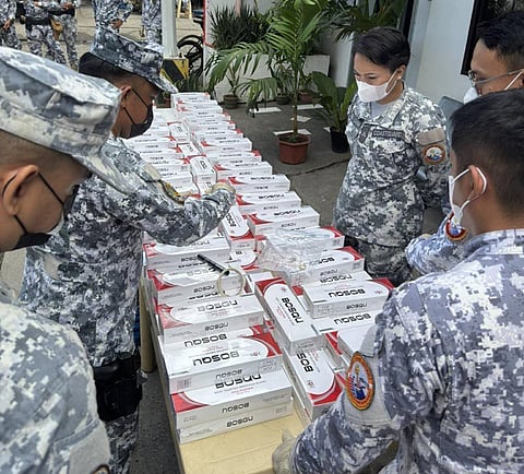 ZAMBOANGA. The Coast Guard Sea Marshal Force seizes a shipment of some P250,850 worth of smuggled cigarettes in an intelligence-driven law enforcement operation aboard a commercial ferry during its voyage from Jolo, Sulu, to Zamboanga City on Tuesday, January 27.