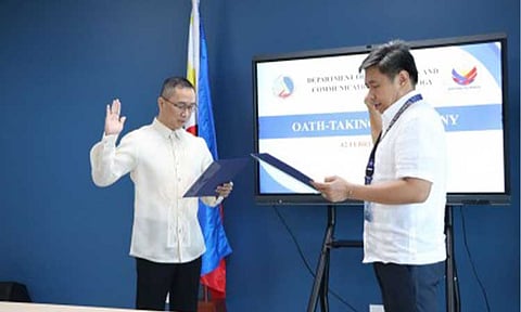 ONBOARD. New Department of Information and Communications Technology (DICT) Undersecretary Julius Gorospe (left) with Secretary Henry Aguda during the oath-taking in this undated photo. President Ferdinand R. Marcos Jr. on Jan. 23, 2026 appointed Gorospe as DICT undersecretary for cybersecurity. (Photo courtesy of DICT)