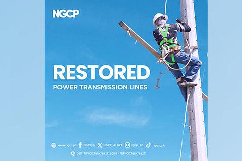 NGCP announces restored power lines