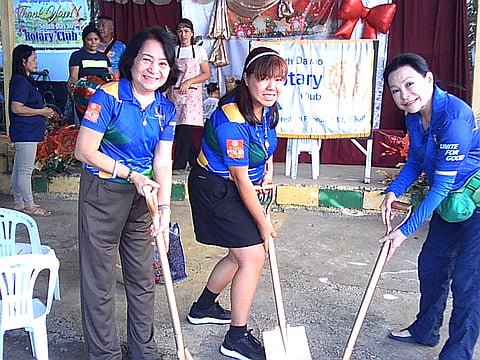 The site of the covered court. Virgie Tabije, Maita Rue, and Sonja Garcia.