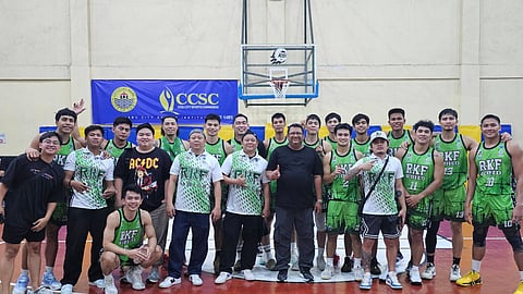 RKF-Iloilo, with team owner Ryan Keith Fio (middle), pose for a photo after their impressive victory over KESB Construction in the opening game of the 2026 Cebu City Charter Day Cup.