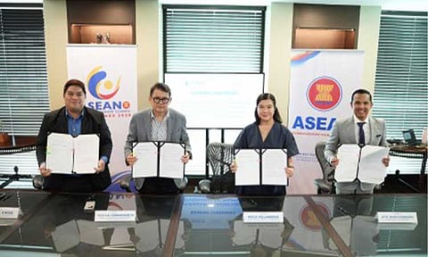 DIGITAL GROWTH. ASEAN Business Advisory Council Executive Director Patrick Chua and Chairman Jose Ma. Concepcion III, PSAC Lead for Digital Infrastructure Myla Villanueva, and GoDigital Philippines chair, lawyer Mark Gorriceta, (left to right) seal a partnership to support digital inclusion and AI-driven growth ahead of the 2026 ASEAN Summit in the Philippines. The agreement establishes a cooperative framework for policy dialogue, stakeholder consultations and joint programs focused on digital infrastructure, artificial intelligence adoption, and inclusion across Southeast Asia. (Photo from PSAC)