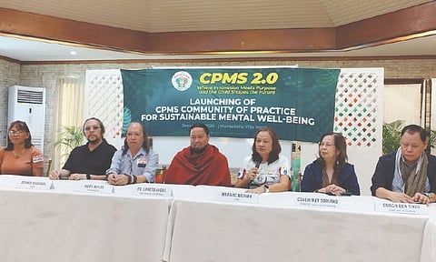 LEADERSHIP. CPMS consultants during the press conference. From left: Rosebelle Daculan, Dennis Sugarol, Rudy Aviles, Fr. Loreto Jaque, CPMS founder and president Marivic Bathan, coach May Soriano and coach Ben Tinio.