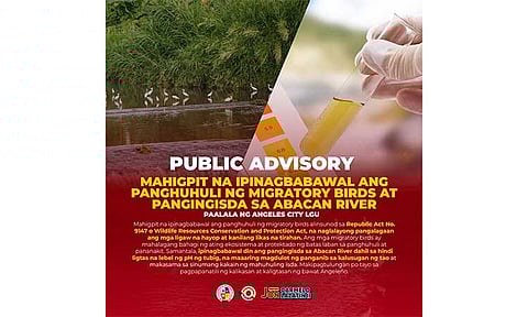 City gov't prohibits fishing,
catching birds along Abacan
