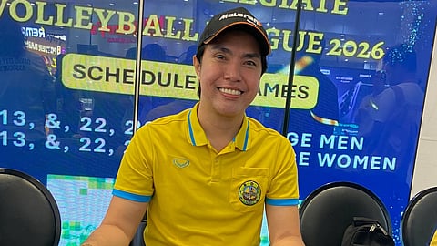 ARAW VOLLEYBALL. Tournament organizer and coach John Fort Mongao announces the record 32-team field for the 89th Araw ng Dabaw Inter-School Volleyball Tournament during the Davao Sportswriters Association Forum at SM City Davao Annex on March 5, 2026.