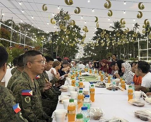 ZAMBOANGA. Troops of the 1103rd Infantry Brigade headed by Brigadier General Emmanuel Cabasan (with glasses) join the thousands of residents, local leaders, and partner agencies on Saturday, March 14, for the Grand Community Iftar, filling the streets of Maimbung, Sulu, with unity, warmth, and shared hope in a meaningful celebration during the holy month of Ramadan.