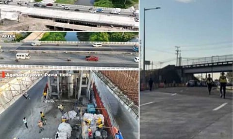 ROAD WORKS. Sta. Ines-Atlu Bola Bypass Road in Mabalacat, Pampanga (right photo); northbound lane of the Tuganay Bridge (top photo); Aganan Flyover in Pavia, Iloilo (bottom photo). The Sta. Ines-Atlu Bola bypass road, which has been in the works for six years, opened to motorists in Mabalacat, Pampanga on Friday (March 20, 2026). (Photos from DPWH)
