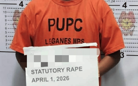 Operatives of the Iloilo Police Provincial Office arrest the No. 2 most wanted person at the regional level in Barangay Guinobatan, Leganes, Iloilo, on April 1, 2026, by virtue of a warrant for statutory rape. (Photo courtesy of Ippo)
