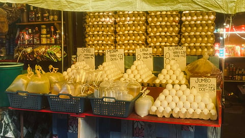 PRICE STABLE. Eggs are displayed for sale at Bankerohan Public Market in Davao City on April 6, 2026, as prices remain steady following Holy Week, amid improved supply and stabilized deliveries after earlier fuel-driven increases.