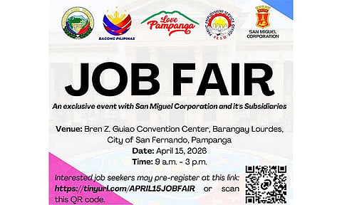 Pampanga PESO, SMC set job fair on April 15