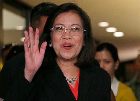 MANILA. In this March 9, 2018 file photo, Philippine Supreme Court Chief Justice Maria Lourdes Sereno waves as she arrives for a forum with foreign correspondents based in the country in Quezon City. (AP)