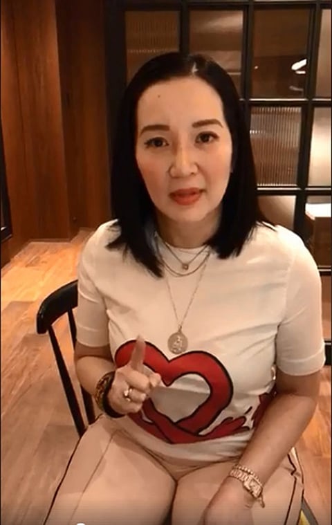 MANILA. Celebrity Kris Aquino, daughter of Benigno "Ninoy" Jr. and Corazon "Cory" Aquino, goes live on Facebook and Instagram on Tuesday, June 5, to call out Communications Assistant Secretary Mocha Uson for posting a video of the late senator being kissed by two women just before his assassination. Uson posted the video to counter widespread criticisms of the kiss that President Rodrigo Duterte gave a Filipino woman in Seoul, South Korea. (Grabbed from Kris Aquino's Facebook)