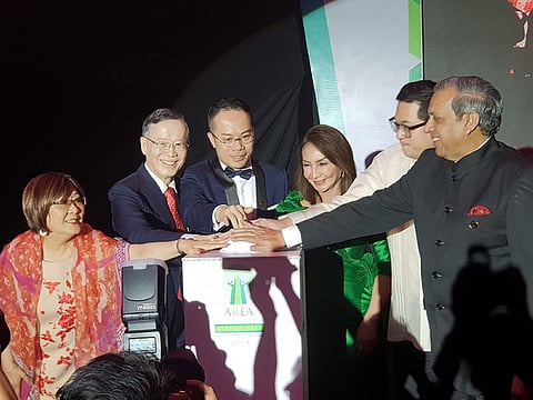 MANILA. (From left) President & CEO of Universal Harvester Inc., Dr. Milagros O. How; advisor to Enterprise Asia, Dr. Eugene Chien; president of Enterprise Asia, William Ng; Deputy Speaker Gwendolyn Garcia; Senator Bam Aquino; and Lt. Gen. Sudhir Sharma (advisors to Enterprise Asia). (Contributed photo)