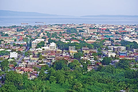Aerial view of Davao and the gulf.