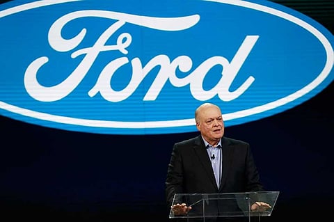 DETROIT. In this Jan. 14, 2018, file photo Ford President and CEO Jim Hackett prepares to address the media at the North American International Auto Show in Detroit. Hackett said Wednesday, Sept. 16, during a television interview that the Trump administration's tariffs on imported steel and aluminum will cost the company $1 billion. (AP File)